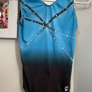 GK GLITZ & GLAM Tank Blue & Black Leotard